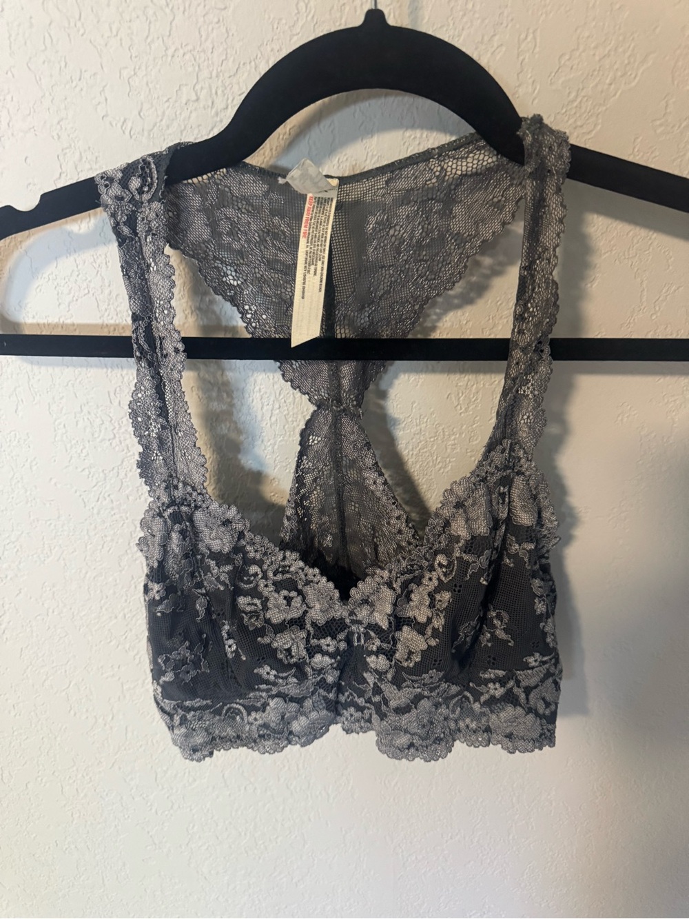 Free People Gray Lace Racerback Bralette